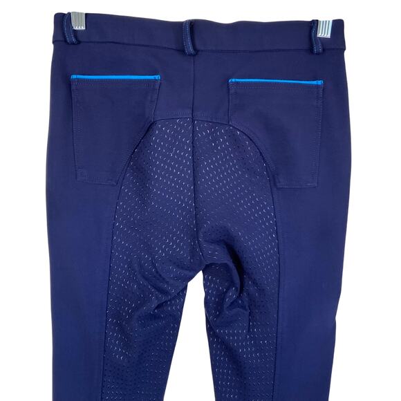 HR FARM Women’s Sz 28 Full Seat Silicone Grip Breeches Horse Riding Pants Navy - Picture 8 of 16